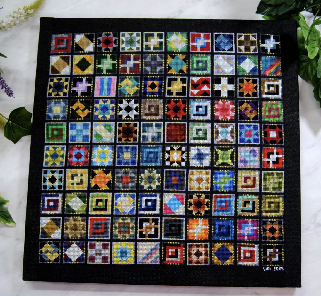 What looks like a quilt, but is actually a cross-stitch project