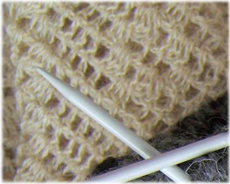 An example of deliberately tightly-knit stitches