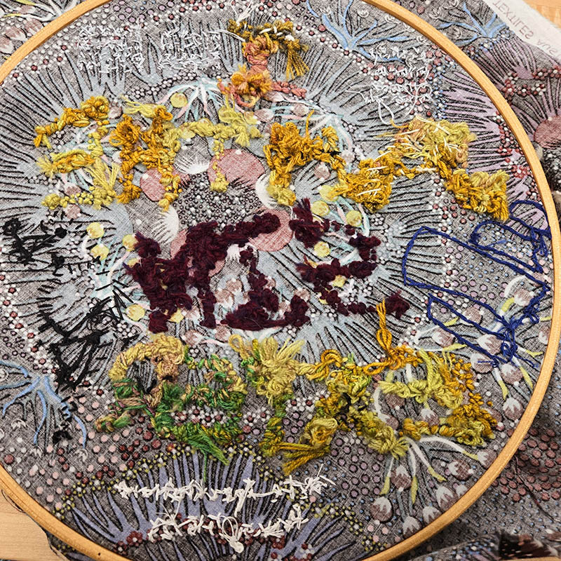 The backside of the embroidery