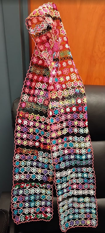 Arlene Medder’s 2019 Tatted Temperature Scarf