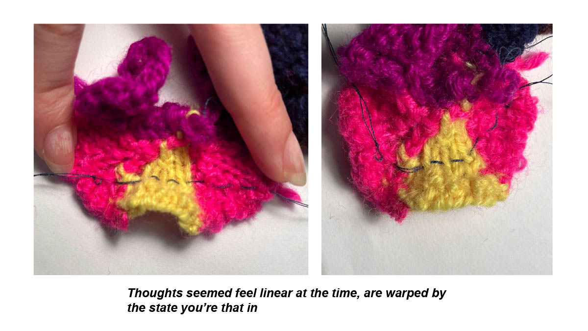 Seemingly linear thoughts are warped by mental state